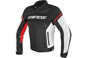 Dainese 173519669160 Air Frame D1 Tex Giacca Moto Estiva, Nero/Bianco/Rosso, 58