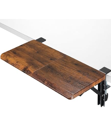 Plateau Extension Bureau Machtiging - Rallonge Clavier Pliable - Sans Perçage - Blanc/Noir/Noyer