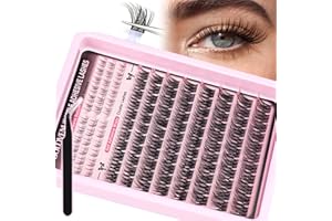 Goddvenus Pre Glued Eyelashes Individual Wispy Cluster Lashes Self Adhesive Eyelashes for Natural Lash Extensions 24h Hold Waterproof Pre-glued Individual Lashes C Curl DIY Individual 126Pcs