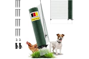 ‎HORIZONT horizont Begrenzungszaun FIX, mobiler Zaun 90 cm hoch, 25m lang, engmaschig, 15 Pfähle, Beetschutz, Gartennetz, Campingzaun, Hundezaun, Absperrzaun, Steckzaun