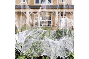 VEYLIN 60g Halloween Spider Web Decoration, with 30pcs Fake Spiders, Stretchable Halloween Cobwebs for Halloween Decorations