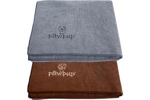 PAWPUP Dog Towel Super Absorbent 100x60cm Set of 2 Microfibre Pet Towel for Dogs Cats and other Pets (Brown and Grey)