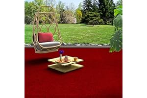 Snapstyle Kingston - Tappeto in Erba Artificiale - per Giardino, Terrazza, Balcone - Rosso - 13 Dimensioni