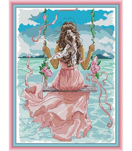 The Kiss Kit Broderie Point De Croix 14 Carats 150x200 Points - 27x36 Cm Sur Coton