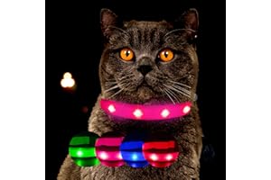 PETSATION Świecąca obroża dla kotów [oryginał] świecąca obroża LED dla kota na spacer również w ciemności – bardzo długi czas pracy baterii – bezpieczna dzięki silnej jasności – obroża dla kota (S, różowa)