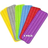 MEXERRIS 6 Microfibre Mop Pads Refills, 39 x 13 cm | Mop Pads Reusable and Machine Washable Pads for Spray Mops, Soft and Dur