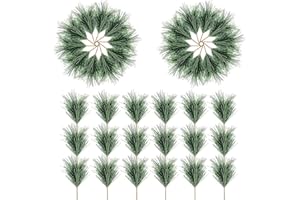 GIONAR 30 Stück Künstliche Kiefer Zweige,Kiefernzweige Kunststoff, Künstliche tannenzweige grüne Tannennadeln,Kiefernzweige künstlich wie echt,Weihnachtskranz DIY Handwerk Homedeko