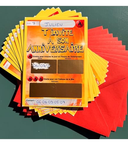12 Cartes Invitation Anniversaire Enfant Avec Enveloppes Et Autocollants - 4 Thèmes Différents - 18x17 Cm