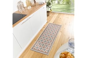 ‎HANSE HOME Hanse Home Küchenläufer – Küchenteppich rutschfest und Waschbar - Pflegeleicht Teppichläufer Fliesen Muster Teppich Läufer für Küche, Flur, Eingangsbereich, Esszimmer – Creme Terra, 75x150m