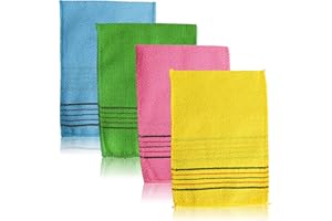 REEKNOKOL 4 Piezas Manopla Exfoliante Coreana Paño Exfoliante de Doble Cara Paño Exfoliante Coreano Toalla de Italia para Quitar la Piel Callos Acné Breakout Clean Dry Skin Pores Cell (4 colores)