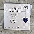 WHITE COTTON CARDS Sapphire Happy 45th Love On A Special Day, Handmade Anniversary Card (Code AW45