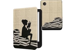 kwmobile Étui Compatible avec Kobo Clara BW/Colour Coque - Étui à Rabat magnétique Tablette eReader Similicuir - Noir-Beige