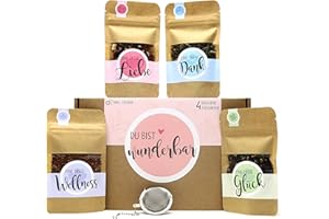‎OWLBOOK OWLBOOK® Tee Geschenkset Du bist Wunderbar | Tee Geschenke für Frauen als Geburtstagsgeschenk Muttertagsgeschenke | Teebox mit 4 Teesorten & Tee-Ei