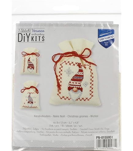 Kit Point De Croix Compté Vervaco - Lot De 3 Motifs Aromates, 8x12 Cm, Fil DMC, Instructions Multilingues
