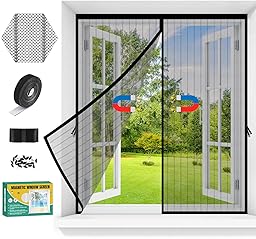 Mosquiteras para Ventanas Magneticas,Mosquitera Ventana Magnetica Sin Taladrar con Cinta Adhesiva,Malla Mosquitera corredera con Iman,Red mosquitero Janela para Dormitorio,Balcón (Negro, 120x140cm)