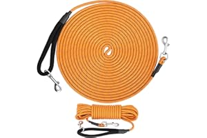 HAPPY HACHI Training Leads for Dogs, 5m/16ft Strong Rope Long line Dog Lead Leash with Soft Padded Handle, with 2 Swivel Clips Reflective Recall Training Leads for Large Medium Small Dog