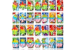 TOANWOD 30 PCS Christmas Stocking Fillers Eve Box Fillers: Christmas Gifts Party Bag Fillers for Kids - Xmas Fidget Toys - Xmas Class Prize Multi-Item Party Favour Packs (30Keyring + 30Cards)