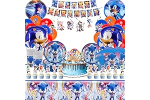 AINVLIYA Pappteller Kindergeburtstag, 105 Stück Partygeschirr Geburtstagsdeko Cartoon Birthday Banner Luftballon Party Geschirrset Pappteller Becher Servietten Tischdecke Kuchen Deko Kinder