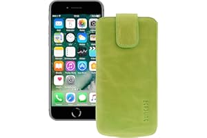 Suncase Etui Tasche kompatibel mit Apple iPhone SE 2 (2020) mit ZUSÄTZLICHER Hülle/Schale/Bumper/Silikon *Lasche mit Rückzugfunktion* Handytasche Ledertasche Schutzhülle Case in antik-Kiwi grün