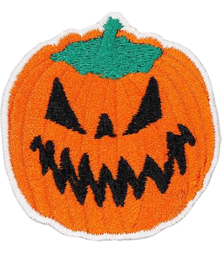 4 Patchs Citrouille Halloween à Coudre - Paillettes, Bordure Dorée, Chenille, 5,7x5,7 Cm, Décoration Vêtements, DIY - 2