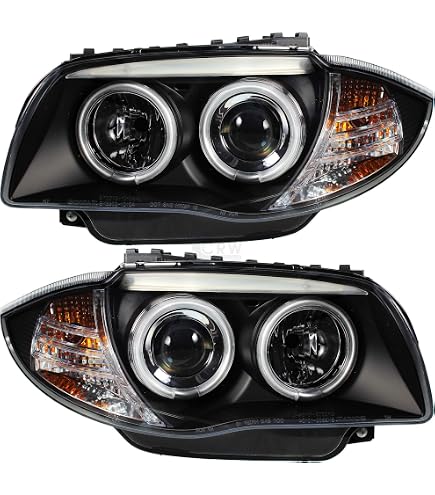 Phares Avant Noirs DRL Angel Eyes Pour BMW X5 E70 2007-2013 – Anneaux 3D 6000K, Pour Halogènes D'origine - 12