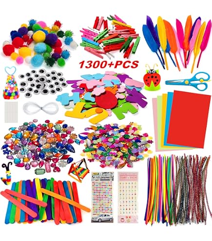 Coffret Bricolage Premium LENA XXL 1300 Pièces - Mousse, Papier, Perles, Fleurs, Pompons... - Pour Enfants Dès 5 Ans - Mallette De Rangement