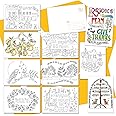 Christian Colouring Postcards, Images of Joy, Pack of 10 Different Designs, with Coloured Bible Verse on Reverse. Makes a Great Christian Gift for Adults or Children, by Just Cards Direct.