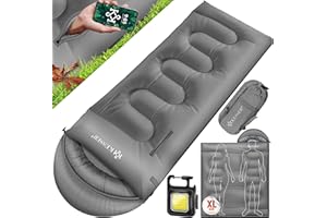 ‎KESSER KESSER® Schlafsack Outdoor | Deckenschlafsack 3-4 Jahreszeiten | Camping-Sleeping-Bag für Erwachsene & Kinder | Leicht Tragbar Warm & Wasserabweisend inkl. Campinglampe & Seitentasche