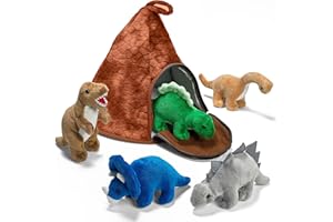 PREXTEX Casa Volcán de Dinosaurio con 5 Dinosaurios de Peluche - Gran Niños y Niñas