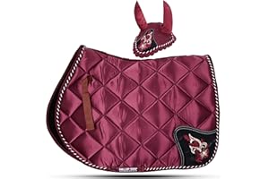 Gallop Shop Mandevilla Horse Riding Saddle Pads / Numnah Cloth (Cob/Pony, Maroon)