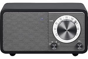 SANGEAN WR-7 – Kompaktes, tragbares Radio mit FM, Bluetooth, integriertem Akku, edlem Echtholz-Gehäuse, Matt-Schwarz