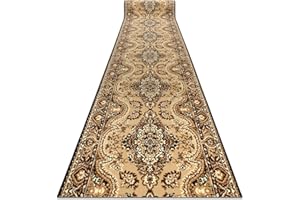 RUGSX Passatoia BCF PRIMAVERA per cucina, corridoio, soggiorno, robusto, classico, beige 70x420 cm