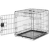 Amazon Basics Zusammenklappbarer Hundekäfig aus Metalldraht mit Bodenschale, Einzeltür, Schwarz, L 61 x B 46 x H 51 cm