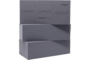 FLOWERBOX 3 x OASIS® Black IDEAL maxlife espuma para mayor durabilidad en flores frescas – 23 x 11 x 3,6 cm – Masa de flores negras – Espuma húmeda para boda, cumpleaños, iglesia en forma de ladrillo
