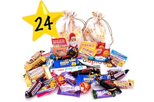 TEDORU Kalendarz adwentowy z wypełnieniem dla dzieci – różne słodycze na 24 drzwiczki – Lindt, Milka, Haribo, Lotus, Snickers itd.