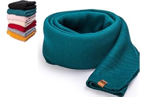 HEYO Damen Schal Winter Strickschal | H19603 | Weich Warm Gestrickt mit Leder Patch | Made IN EU