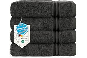 Hammetex Lot de 4 Serviettes 50x100 cm, 100% Coton 500 GSM, Douces, Absorbantes, Séchage Rapide, Idéal pour Le Gymnase, Le Bain, Le Sauna, Certifiées Oeko-TEX, Anthracite