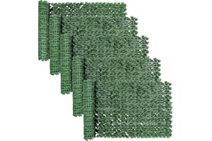 SUNJULY Artificial Ivy Privacy Fence Screen, Expandable Artificial Hedges Fence and Faux Ivy, Garden Privacy Screening Wall Panel Vine Leaf Decoration, UV Resistant (1M*3M) (5PCS)