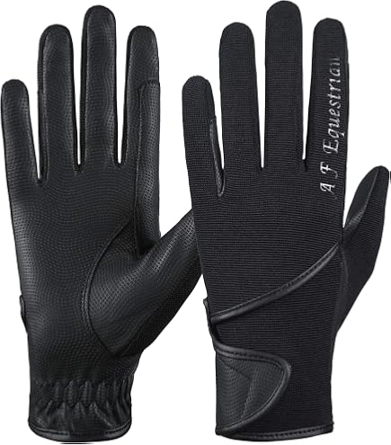 Gants D'équitation Compétition Nubuck Synthétique Noir - Taille XL - Neuf