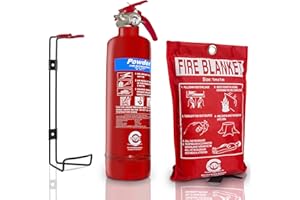 Premium FSS UK 1 KG ABC Dry Powder BSI KITEMARKED FIRE Extinguisher with CE Marked FIRE Blanket. Ideal for Homes Boats Kitchen Workplace Offices Cars Vans Warehouses GARAGES Hotels Restaurants
