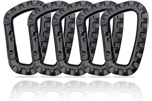 Holesto® Mosquetones de Plástico – 5 Piezas – Mosquetón Táctico Negro con Cierre de Muelle – Mosquetón Grande en Forma de D Molle para Mochila, Camping y Exterior – Carabiner