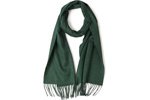 Prettystern Sciarpa Uomo Donna Pura Lana Morbida Scialle Foulard Tinta Unita Con Frange Invernali