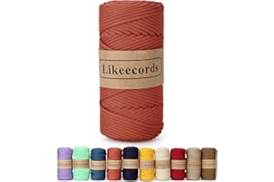 Likeecords Makramee Garn 4mm 130 Meter Polyester-Seil, 100% Polypropylen-Kordel Makramee-Kordel 4 mm Häkeltasche Kordel Makramee Seil Häkelgarn Geschenk für Strickwaren (Rostrot)