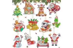 Ljevandria Diamond Painting Weihnachten Anhänger 12 Stück Doppelseitiger DIY Set Diamond Painting Kinder Bastelset Weihnachten Adventskalender (A)