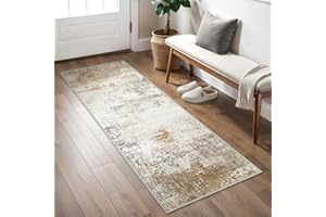 BEIMO Washable Rug Living Room, Abstract Design Rug Bedroom Short Pile, Large Rug Non-Slip Soft for Bathroom Dining Room Hallway, Caramel Grey, 80 x 150 cm