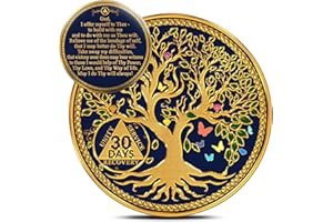 CLEARMIND SOBRIETY Tree of Life Sobriety Coin for Addiction Recovery - Sobriety Gift AA Chips and Medallions - Anniversary Gifts & Sobriety Gifts for Men & Women with Coin Capsule & Velvet Gifting Pouch - Days 30
