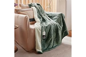 GOTCOZY Manta Eléctrica Grande 130x180 cm - Manta Térmica Suave y Sedosa con 6 Niveles de Calor y Temporizador de Apagado Automático 10 Horas, para Hogar y Oficina, Lavable a Máquina (Verde)