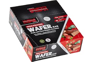 Muscle Core Nutrition Strawberry Flavor High Protein Wafer Bar (Pack of 12 x 40grams Each ) 12g Protein, 211 KCAL per Bar, Made with Real Belgian Chocolate, GMP Certified