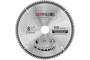 SAXTON BLADES Saxton TCT Circular Fine Cutting Wood Saw Blade 216mm x 30mm Bore x 100T Compatible with Bosch Makita Dewalt