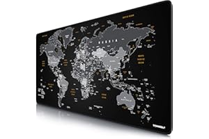 ‎CSL-COMPUTER TITANWOLF - XXL Mauspad Gaming Titanwolf 900x400 mm - Mousepad XXL Gaming Groß - Tischunterlage Large Size - verbessert Präzision und Geschwindigkeit - Design Weltkarte Schwarz